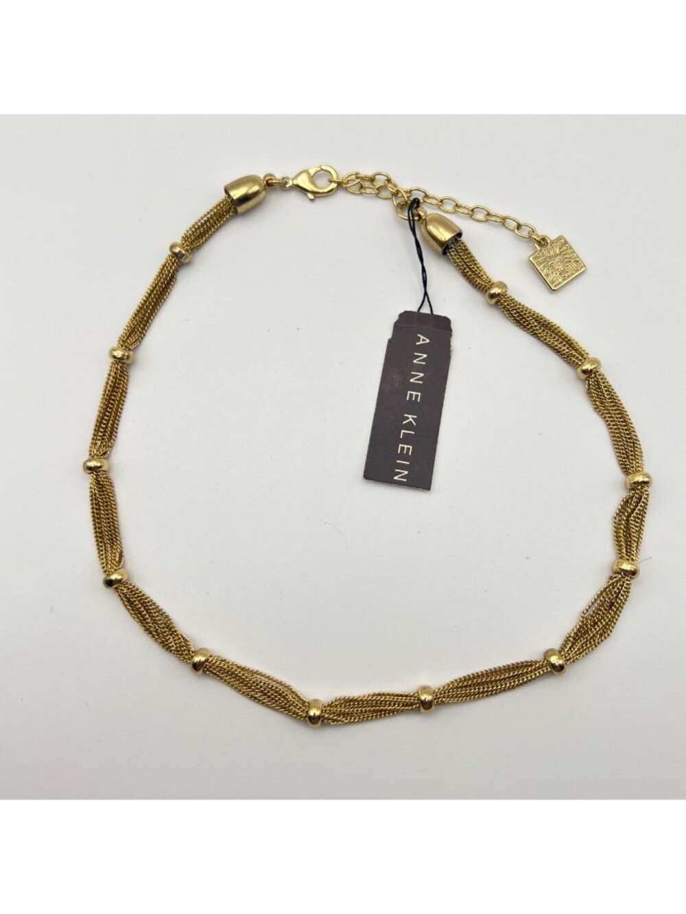 NWT Anne Klein Gold Tone Multi Strand Woven Mesh Station Necklace 15.5-18.5" - Picture 1 of 9
